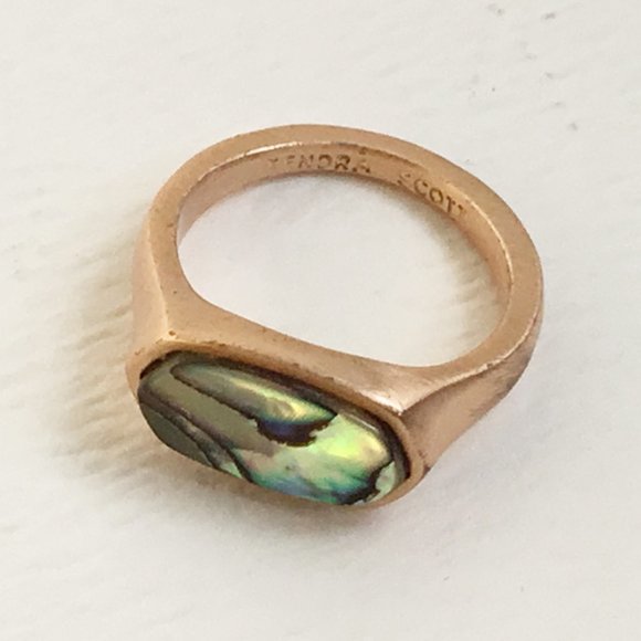 Kendra Scott Mel Cocktail Abalone Shell Rose Gold Ring Size 6.75 As Is - Picture 2 of 8